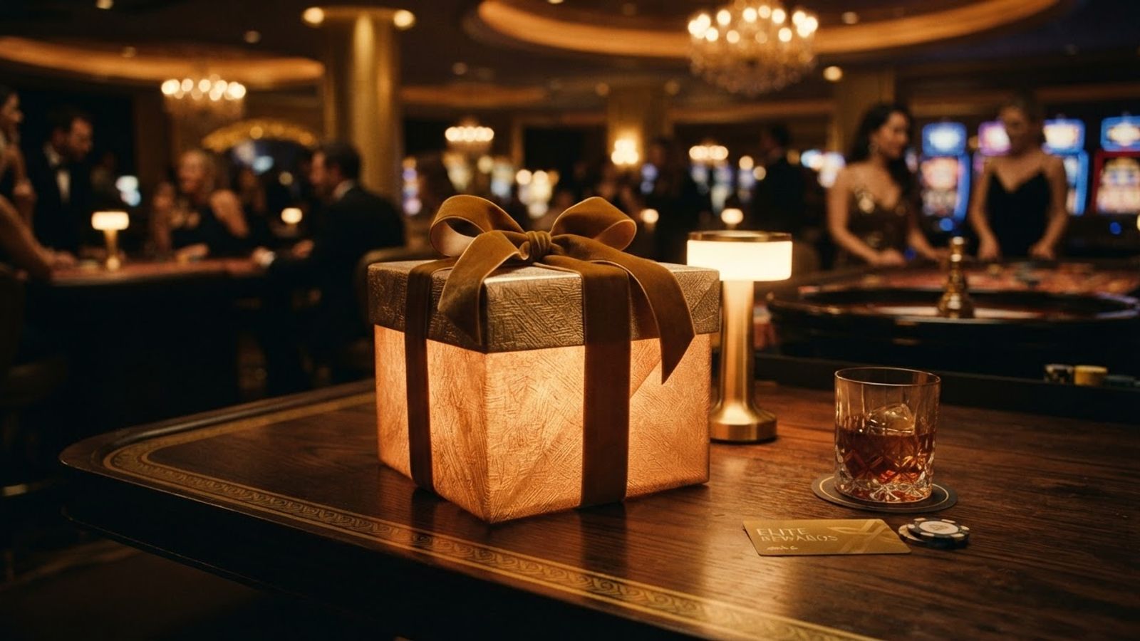 Cadeau de fidélité sur une table de salon de casino
